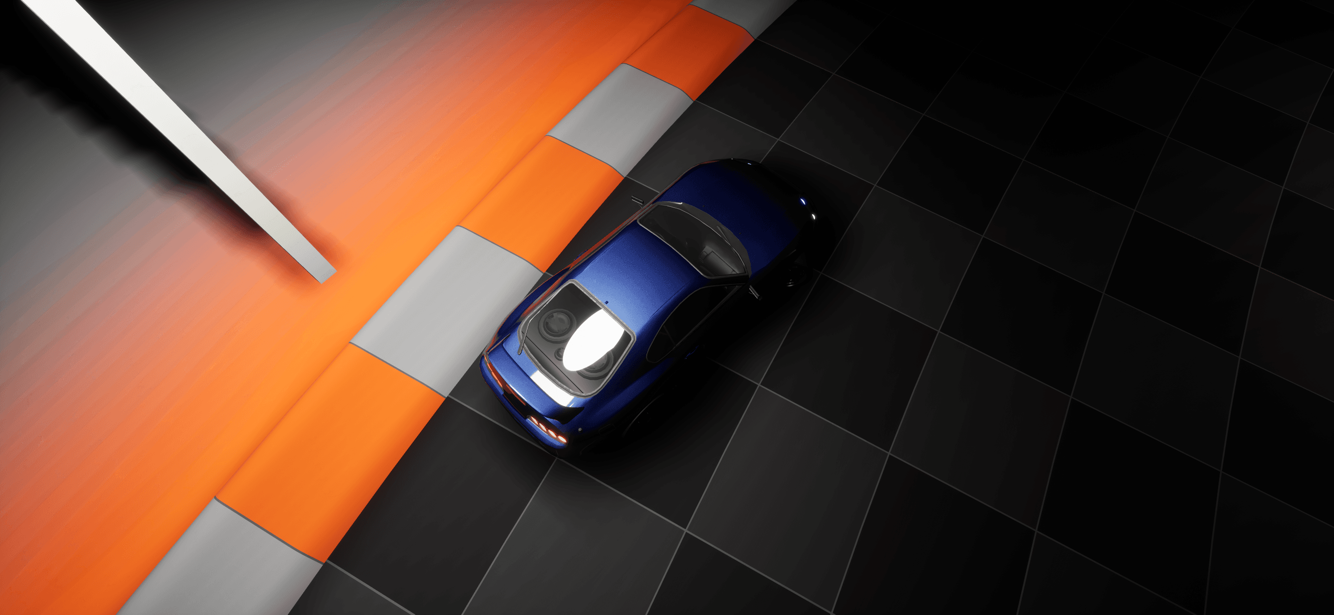 Top-down showcase view of the Toyota Supra MK4 highlighting the roof and body shape